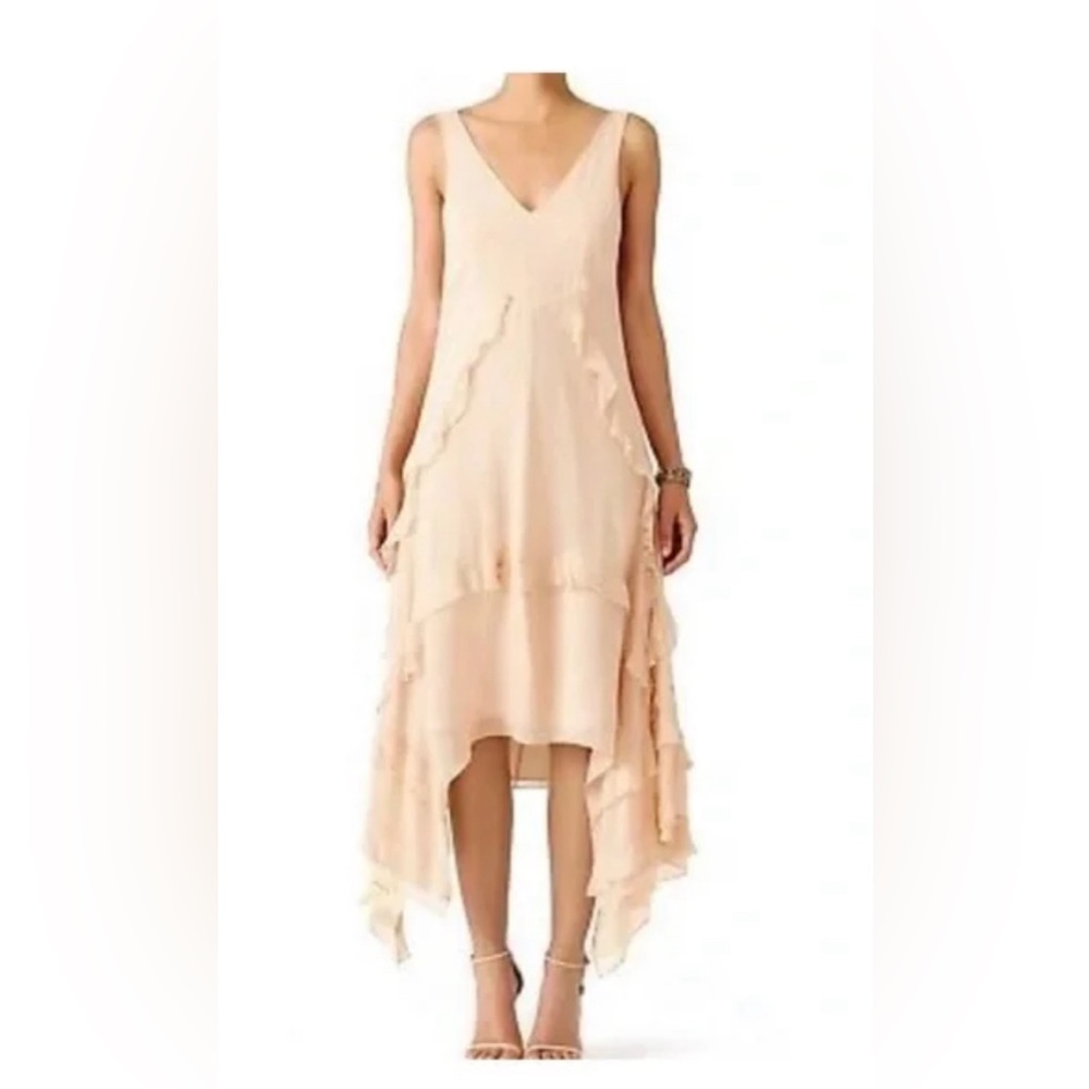 Elizabeth & James Caressa chiffon ruffle silk asymmetrical dress size 12  lined